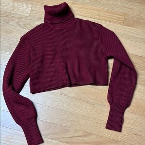 Fashion Nova Maroon Ribbed Knit Sweater